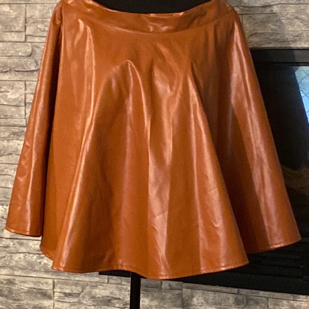 Shein Curve Faux Leather Flare Mini Skirt Size 4 XL
